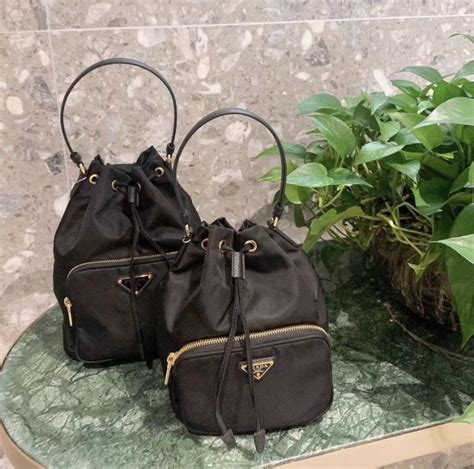 prada 1bh097|Prada 2Way Bucket Bag Black Gold Nero 1Bh097 Pouch .